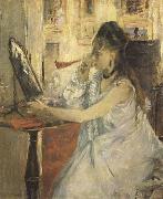 Berthe Morisot Young Woman Powdering Herself (mk09) oil painting on canvas